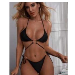 2 piece Strappy black bikini with O rings